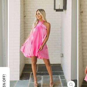 NWT These Three Boutique Pink Pleated Dress